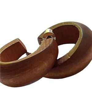 Bohemian Wooden Hoop Earrings Post Back